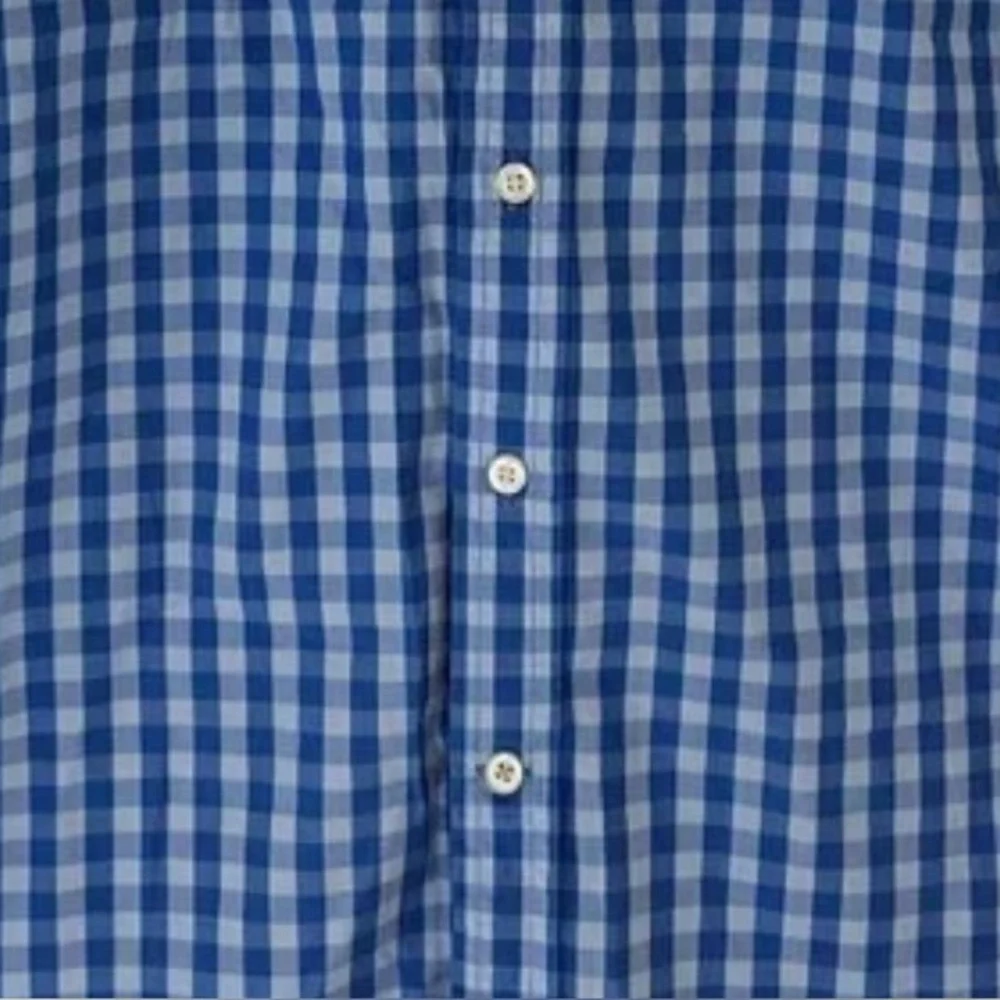 Banana Republic Shirt Mens Small Grant Slim Fit Stretch Poplin Plaid Dress Shirt